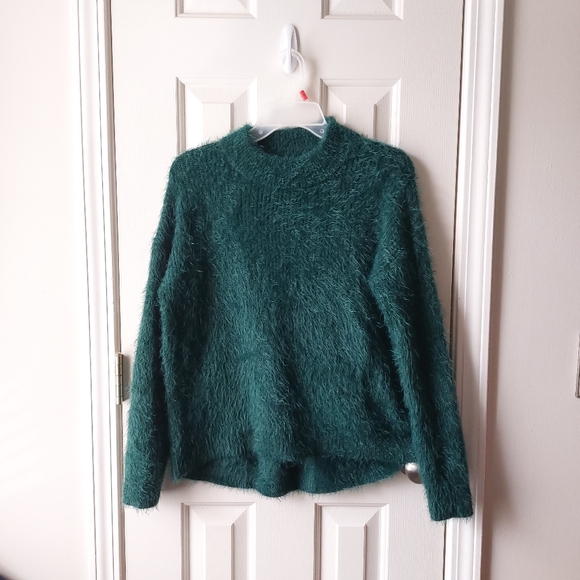 a new day Sweaters - A New Day - Emerald Green Fuzzy Soft Sweater Mockneck